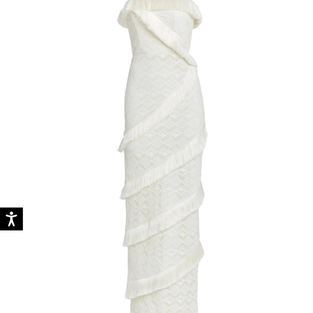Patbo Crochet Strapless Fringe Trim Maxi Dress - Picture 6 of 15